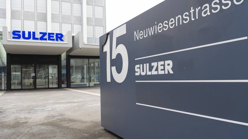 Blick auf den Standort des Industriekonzerns Sulzer, das Sulzerhochhaus in Winterthur.