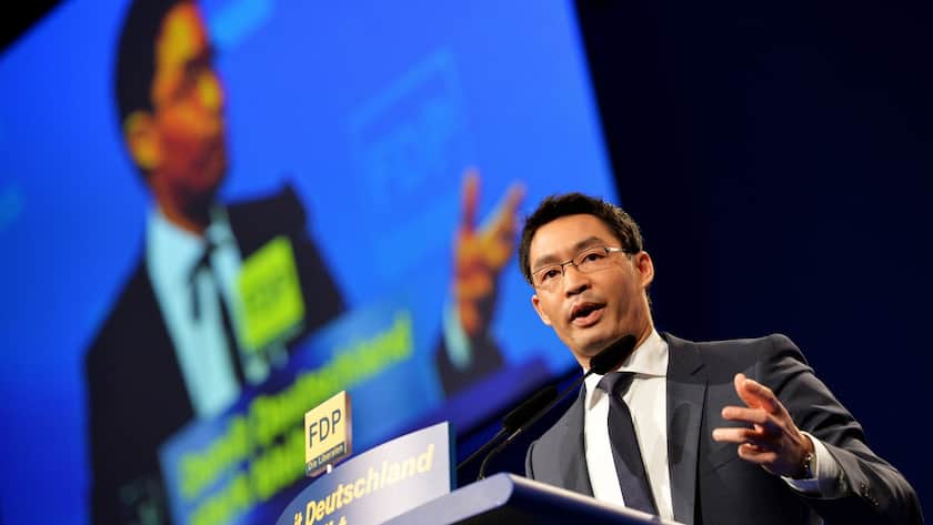 epa03687021 FDP party chairman and German Economy minister Philipp Roesler addresses the FDP party conference in Nuremburg, Germany, 04 May 2013. EPA/BERND VON JUTRCZENKA