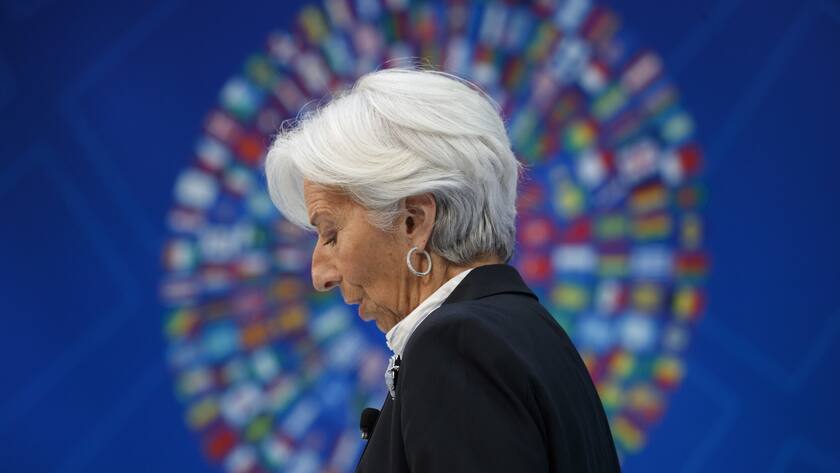 epa07496882 IMF Managing Director Christine Lagarde delivers opening remarks prior to the panel discussion 'Bretton Woods at 75 - Rethinking International Cooperation' at IMF headquarters in Washington, DC, USA, 10 April 2019. International Monetary Fund World Bank Group Spring Meetings run 09-13 April 2019. EPA/SHAWN THEW