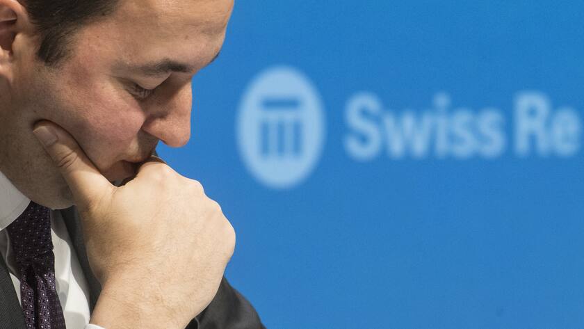 CEO Christian Mumenthaler speaks during the press conference of the full-year results 2017 of the reinsurance company Swiss Re in Zurich, Switzerland, Friday, Feburary 23, 2018. (KEYSTONE/Ennio Leanza)