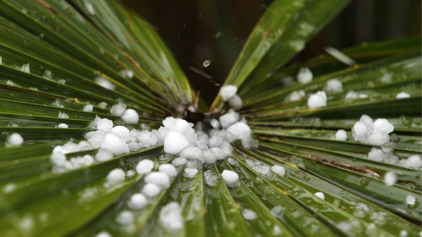 Ein schweres Gewitter mit Hagelkoernern fegt ueber Basel hinweg am Dienstag, 11. Mai 2010. (KEYSTONE/Georgios Kefalas)