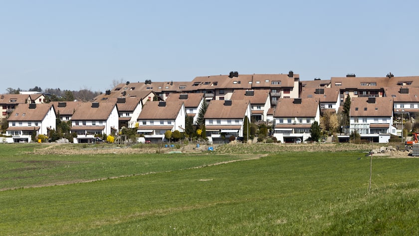 Reihenhaeuser der Ortschaft Mutschellen im Kanton Aargau