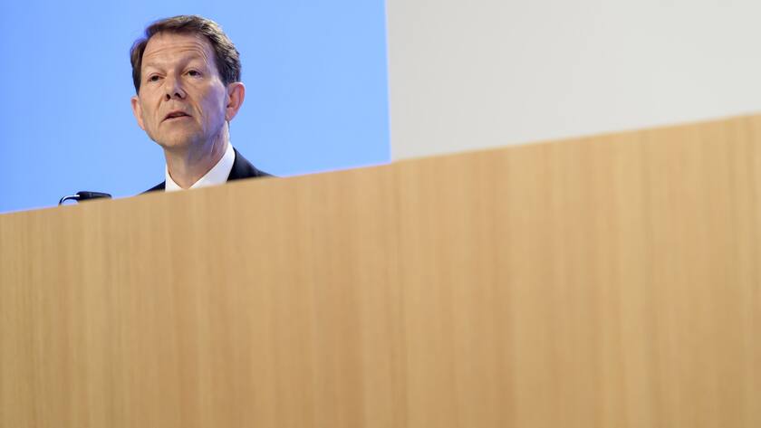 Swiss National Bank's (SNB) Vice Chairman of the Governing Board Fritz Zurbruegg, speaks during a semi-annual conference of Swiss National Bank (SNB BNS), in Bern, Switzerland, Thursday, June 18, 2020. (KEYSTONE/Anthony Anex)