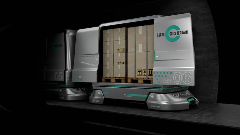 HANDOUT - Computerillustration von Cargo Containern der Firma ''Loglay'' fuer den unterirdischen Versand von Waren. Am Dienstag, 26. Januar 2016 praesentierte Foerdervereins ''Cargo sous terrain'' eine Machbarkeitsstudie zu einem unterirdisch verlaufenden Guetertransport im Schweizer Mittelland. (LOGLAY/NITIN DESIGN) *** NO SALES, DARF NUR MIT VOLLSTAENDIGER QUELLENANGABE VERWENDET WERDEN ***