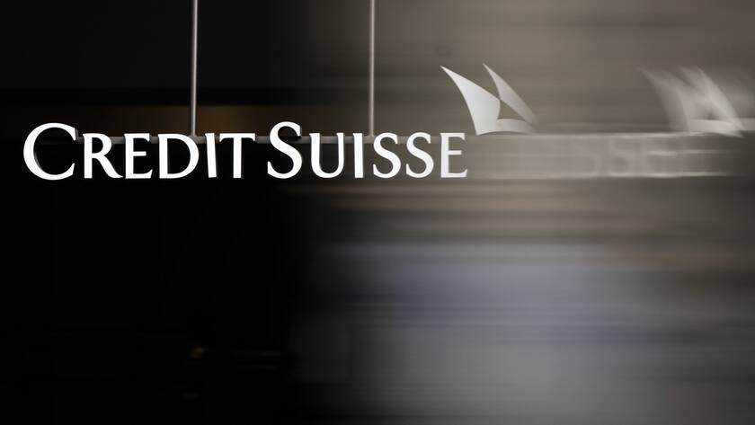 The logo of Swiss bank Credit Suisse is seen at their headquarters in Zurich, Switzerland on Thursday, October 27, 2022. (KEYSTONE/Michael Buholzer)