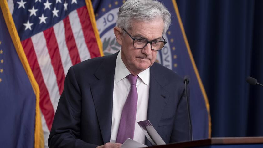 epa10443232 US Federal Reserve Board Chairman Jerome Powell arrives to hold a news conference after a Federal Open Market Committee meeting at the William McChesney Martin Jr. Federal Reserve Board Building in Washington, DC, USA, 01 February 2023. Powell announced a 0.25 percentage point interest rate increase. EPA/MICHAEL REYNOLDS