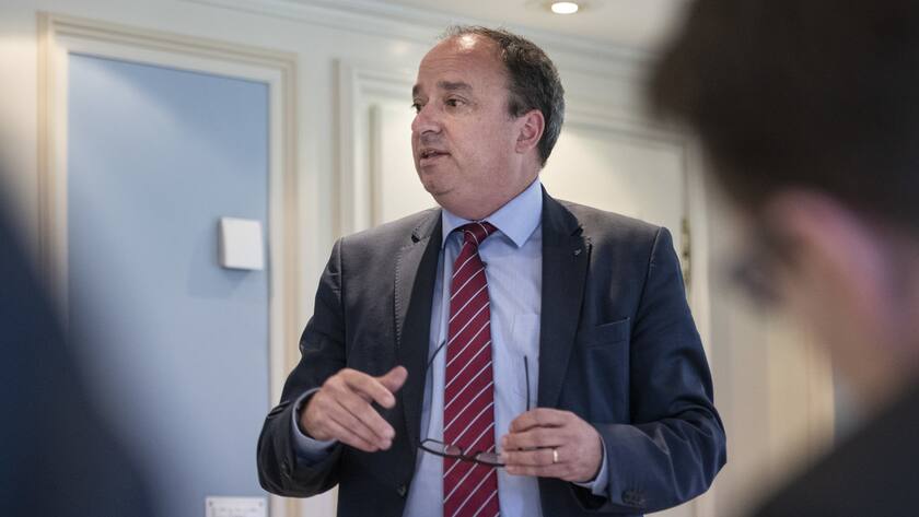 Markus Dieth, CVP Aargau, im Hotel Schweizerhof, in Zuerich, am Montag, 07. Mai 2018, bei einer gemeinsamen Medienkonferenz ueber ein neues Geldspielgesetz mit fuenf Regierungsraeten aus den Kantonen SG, AG und ZH. (KEYSTONE/Patrick Huerlimann)