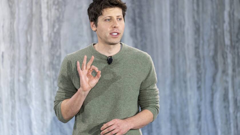 OpenAI CEO Sam Altman speaks to members of the media during the Introduction of the integration of the Microsoft Bing search engine and Edge browser with OpenAI on Tuesday, Feb. 7, 2023, in Redmond. Microsoft is fusing ChatGPT-like technology into its search engine Bing, transforming an internet service that now trails far behind Google into a new way of communicating with artificial intelligence. (AP Photo/Stephen Brashear)