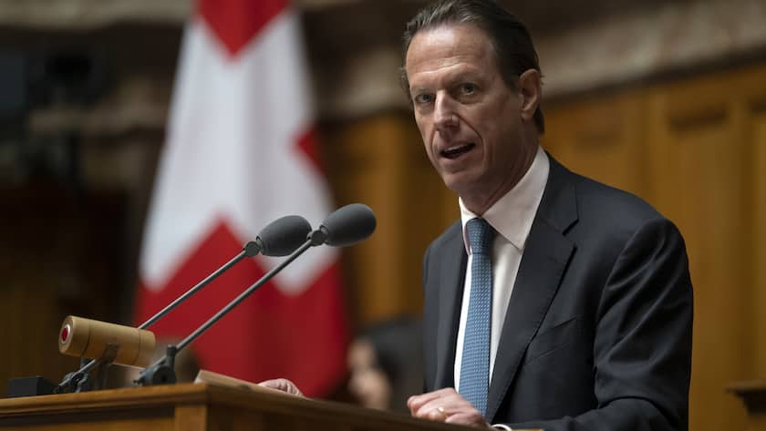 Christian Luescher, FDP-GE, spricht waehrend der Fruehlingssession der Eidgenoessischen Raete, am Mittwoch, 15. Maerz 2023 im Nationalrat in Bern. (KEYSTONE/Anthony Anex)