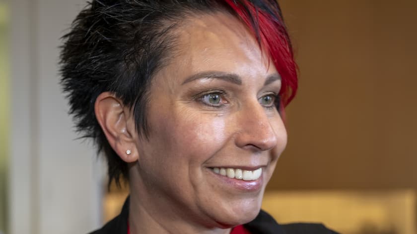 Die nicht gewaehlte Sandra Sollberger (SVP) im Wahlforum fuer die Gesamterneuerungswahlen des Kantons Basel-Landschaft in Liestal, am Sonntag, 12. Februar 2023. (KEYSTONE/Georgios Kefalas)