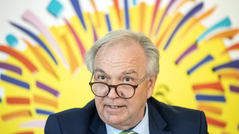 Albert Leiser, Praesident OK Zueri Faescht, spricht an der Medienkonferenz Zueri Faescht 2023 am Dienstag, 17. Mai 2022, im Haus zum Rueden in Zuerich. (KEYSTONE/Alexandra Wey)