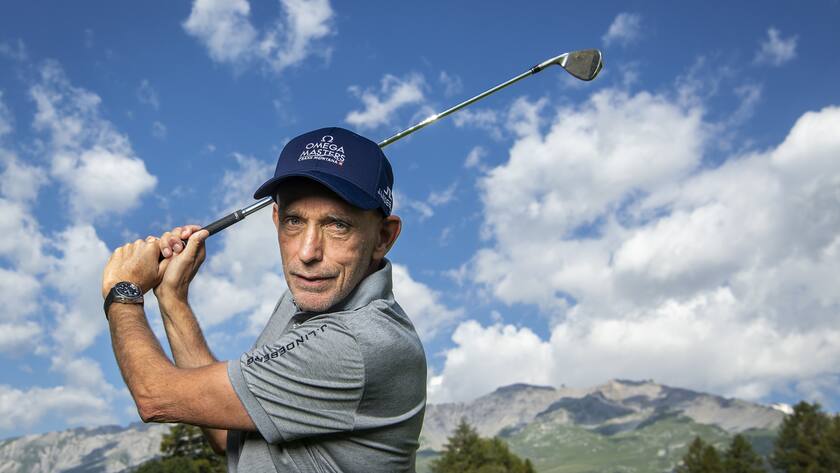 Yves Mittaz, directeur du tournoi de l'European Masters de Golf pose le mercredi 11 aout 2021 a Crans-Montana. L'Omega European Masters de golf de Crans-Montana se deroulera en 2021 pour la 74eme fois du 26 au 29 aout prochain. (KEYSTONE/Jean-Christophe Bott)
