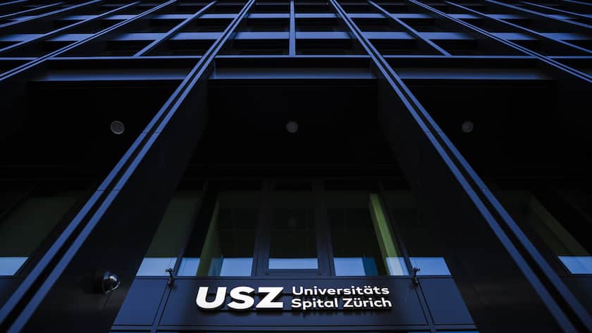 Ein Logo des Universitaetsspitals Zuerich am USZ Stettbach.