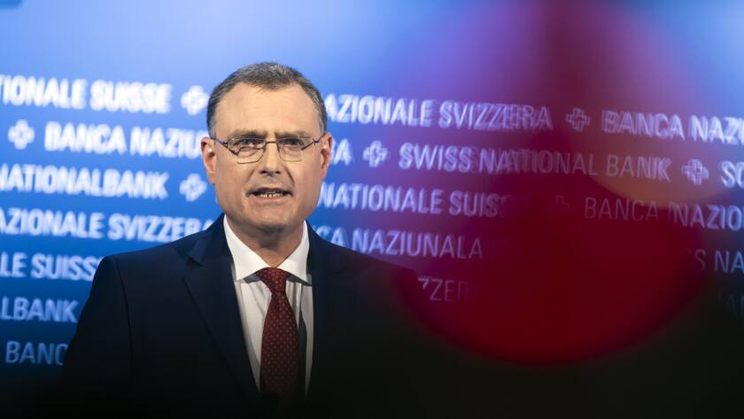 Swiss National Bank's (SNB) Chairman of the Governing Board Thomas Jordan, speaks during the 115. Ordinary General Assembly of Swiss National Bank (SNB), at Bern, Switzerland, this Friday, April 28, 2023. (KEYSTONE/Anthony Anex)