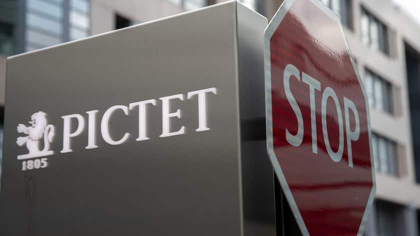 The headquarters building and logo of the private bank Pictet is pictured, in Geneva, Switzerland, Wednesday, October 14, 2020. Pictet & Cie, founded in 1805 at Geneva, is a Swiss bank, and it is specialized on independent asset managemen. (KEYSTONE/Salvatore Di Nolfi)