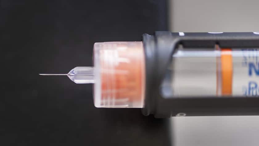 Ex-Rochianer konkurrenzieren ihre einstige Arbeitgeberin The needle on an insulin pen, pictured in Zurich, Switzerland, on July 16, 2018. (KEYSTONE/Christian Beutler)