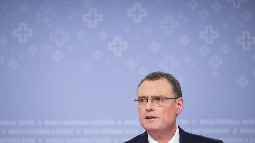 Swiss National Bank's (SNB) Chairman of the Governing Board Thomas Jordan speaks during an end-of-year press conference of Swiss National Bank (SNB BNS), in Bern, Switzerland, Thursday, December 14, 2023. (KEYSTONE/Anthony Anex)
