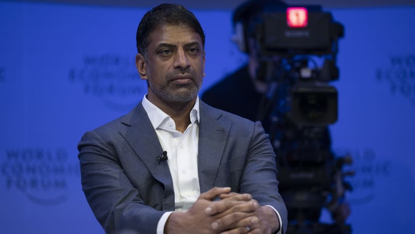 Vas Narasimhan, CEO Novartis, pictured during a panel session on the closing day of the 54th annual meeting of the World Economic Forum, WEF, in Davos, Switzerland, Friday, January 19, 2024. The meeting brings together entrepreneurs, scientists, corporate and political leaders in Davos under the topic "Rebuilding Trust" from 15 to 19 January. (KEYSTONE/Gian Ehrenzeller)