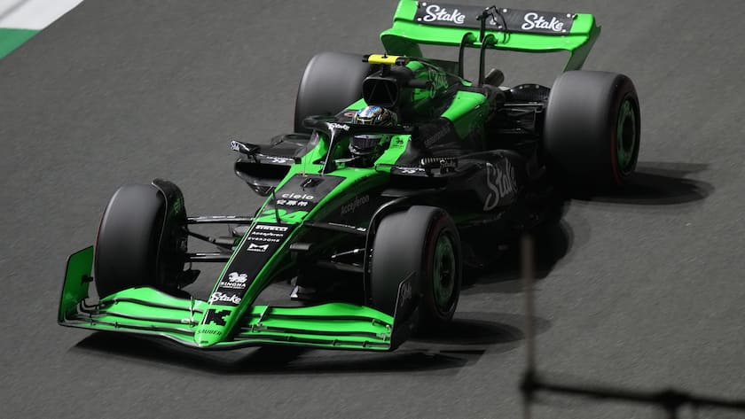 Sauber driver Zhou Guanyu of China starts the second practice session ahead of the Formula One Saudi Arabian Grand Prix at the Jeddah Corniche Circuit in Jeddah, Saudi Arabia, Thursday, March 7, 2024. The Saudi Arabian Grand Prix will be held on Saturday, March 9, 2024. (AP Photo/Darko Bandic)