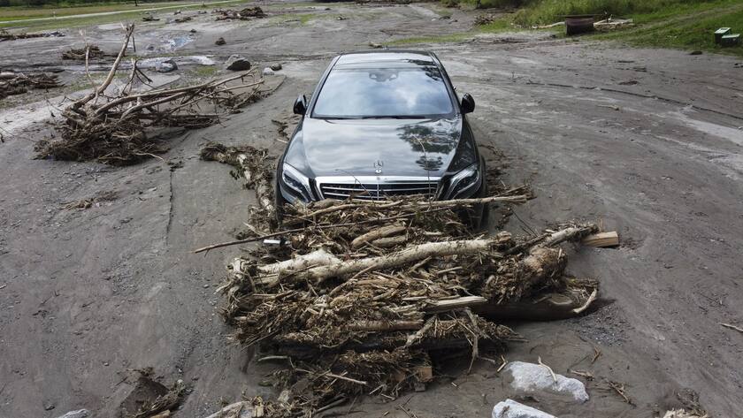 Reparaturarbeiten auf der Autobahn A13 im Misox-Tal, am Dienstag, 25. Juni 2024.
