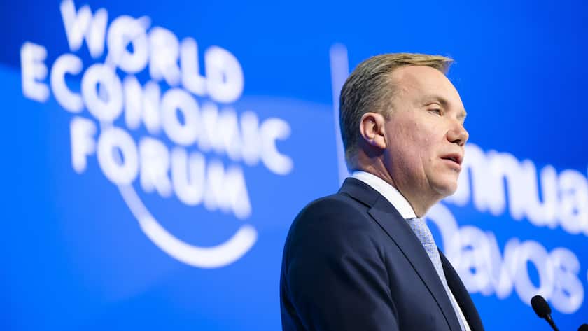 Norwegian Borge Brende President, Member of the Managing Board of the World Economic Forum, WEF, speaks during a plenary session in the Congress Hall at the 54th annual meeting of the World Economic Forum, WEF, in Davos, Switzerland, Tuesday, January 16, 2024. The meeting brings together entrepreneurs, scientists, corporate and political leaders in Davos under the topic "Rebuilding Trust" from 15 to 19 January. (KEYSTONE/Gian Ehrenzeller)