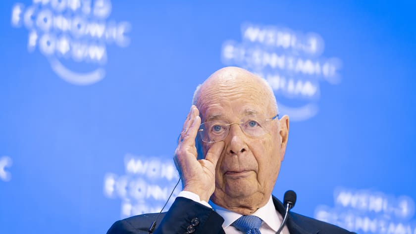German Klaus Schwab, Founder and Executive Chairman of the World Economic Forum, WEF, reacts during a plenary session in the Congress Hall, during the 55th annual meeting of the World Economic Forum, WEF, in Davos, Switzerland, Tuesday, January 21, 2025. (KEYSTONE/Michael Buholzer)