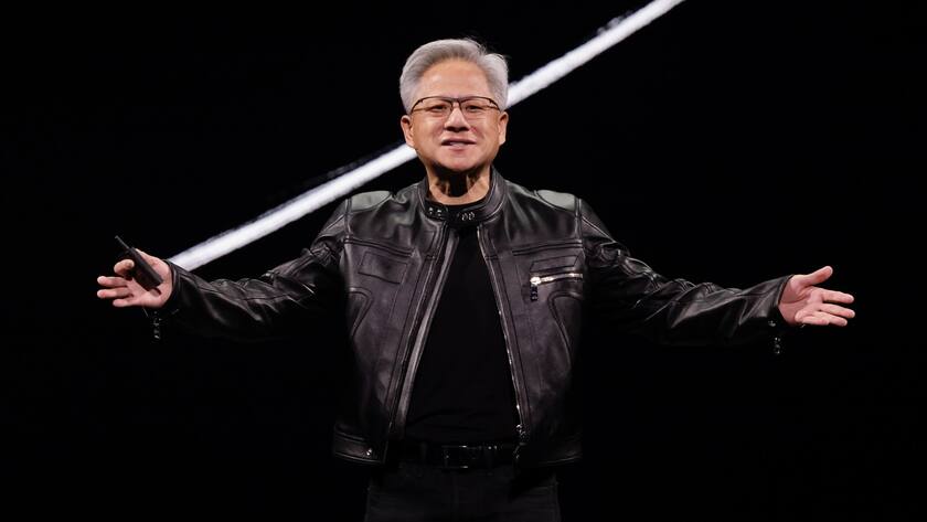 epa12115653 NVIDIA CEO Jensen Huang speaks during his keynote speech as part of the COMPUTEX 2025 in Taipei, Taiwan, 19 May 2025. Jensan Huang officially announces NVIDIA's new products and the new company headquarter in Taiwan. EPA/RITCHIE B. TONGO