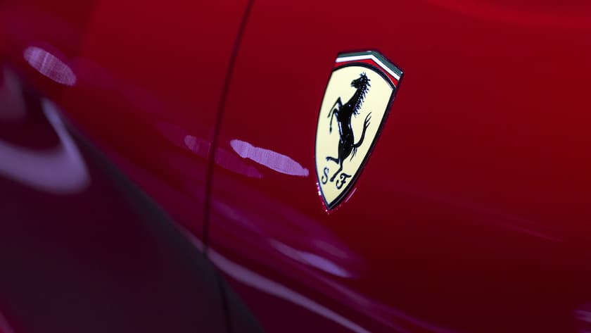 The Ferrari logo on de new Ferrari 812 superfast during the press day at the 87th Geneva International Motor Show in Geneva, Switzerland, Tuesday, March 7, 2017. The Motor Show will open its gates to the public from 9 to 19 March presenting more than 200 exhibitors and more than 148 world and European premieres. (KEYSTONE/Cyril Zingaro)