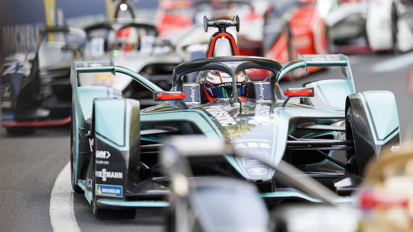 New Zealander driver Mitch Evans, Panasonic Jaguar Racing, competes during the Bern E-Prix, the eleventh stage of the ABB FIA Formula E championship, in Bern, Switzerland, Saturday, June 22, 2019. (KEYSTONE/Cyril Zingaro)