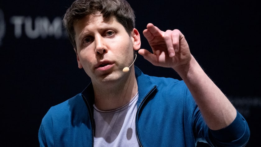 Sam Altman, Geschäftsführer (CEO) von OpenAI und Erfinder der KI-Software ChatGPT, nimmt an der Technische Universität München (TUM) an einer Podiumsdiskussion teil.