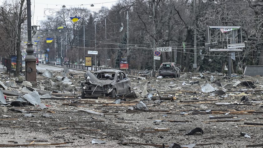 Aftermath of a Russian shelling in Kharkiv