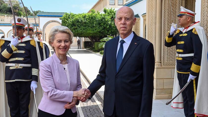 EU-Kommissionspräsidentin Ursula von der Leyen und der tunesische Präsident Kais Saied trafen sich im Juni.