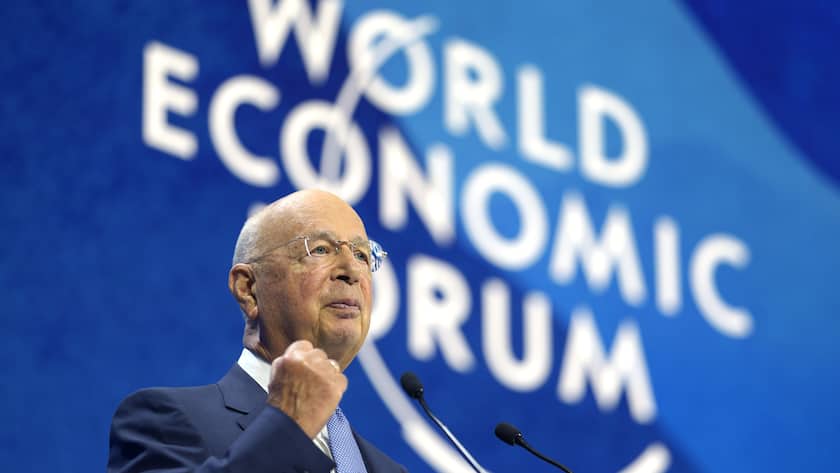 FILE - Klaus Schwab, President and founder of the World Economic Forum, delivers his opening speech of the forum in Davos, Switzerland, May 23, 2022. (AP Photo/Markus Schreiber, file)