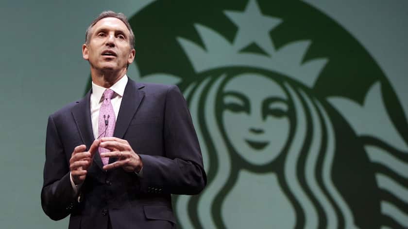 Starbucks CEO Howard Schultz, begins the 2011 shareholders meeting at McCaw Hall on Wednesday, March 23, 2011, in Seattle, Wash. (AP Photo/The Seattle Times, John Lok) SEATTLE OUT, USA TODAY OUT, MAGAZINES OUT, TV OUT, NO SALES. MANDATORY CREDIT