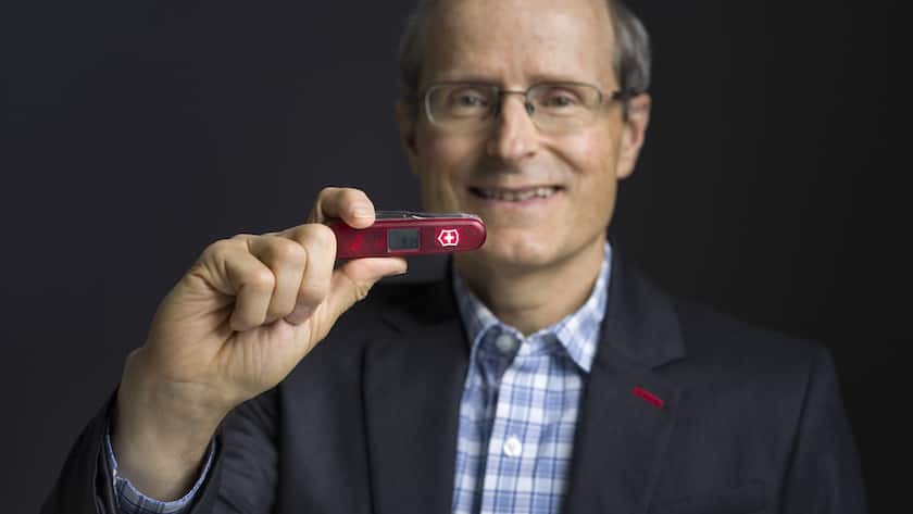 Portrait of Carl Elsener, CEO Victorinox, taken at the Victorinox factory in Ibach, Canton of Schwyz, Switzerland, on August 30, 2018. (KEYSTONE/Gaetan Bally)Carl Elsener, CEO Victorinox, portraitiert am 30. August 2018 in der Produktionsstaette der Victorinox in Ibach. (KEYSTONE/Gaetan Bally)
