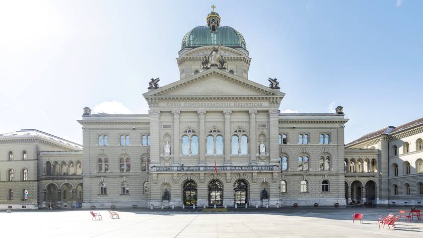 Das Bundeshaus, fotografiert am Mittwoch, 15. Maerz 2023 in Bern. Im Jahr 2023 feiert die Schweiz 175 Jahre Jubilaeum der Bundesverfassung. (KEYSTONE/Christian Beutler)