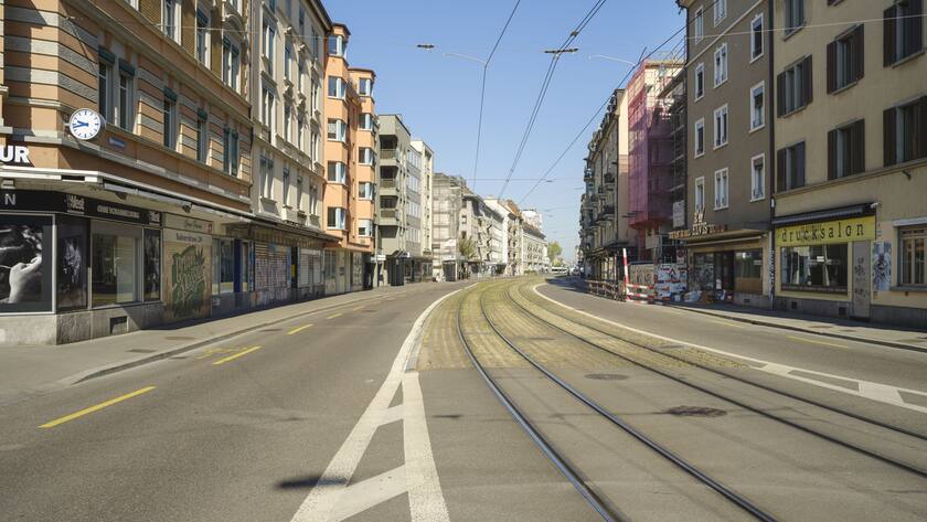Verkehrsleere Badenerstrasse im April 2020