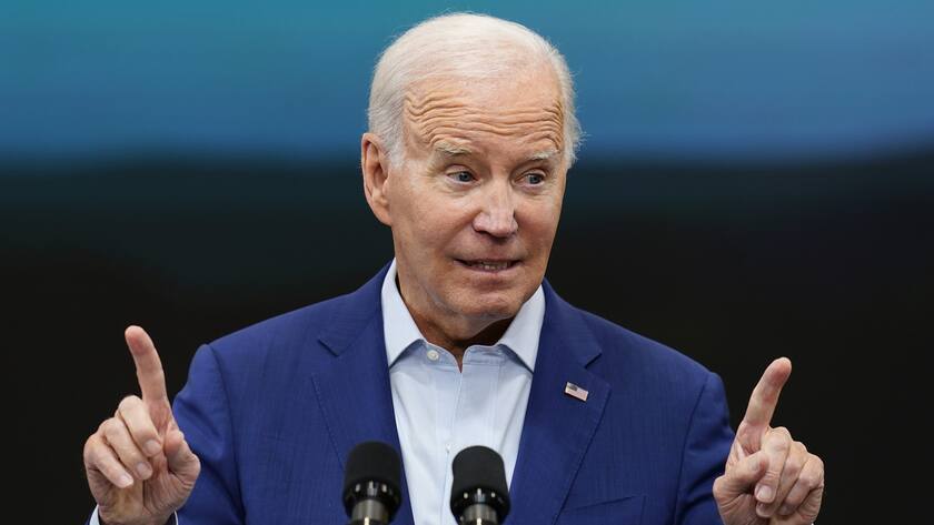 President Joe Biden speaks about the economy at Arcosa Wind Towers factory Wednesday, Aug. 9, 2023, in Belen, N.M. (AP Photo/Ross D. Franklin)