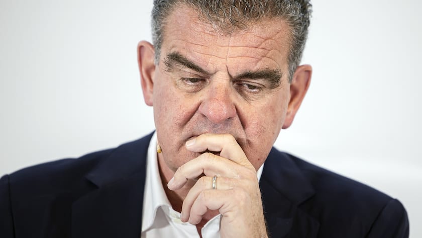 Peter Spuhler, Verwaltungsratspraesident spricht an der Bilanzmedienkonferenz der Stadler Rail, am Mittwoch, 15. Maerz 2023 in Bussnang. (KEYSTONE/Michael Buholzer).