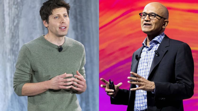 Sam Altman (l.) und Satya Nadella: Die CEOs von Open AI und Microsoft arbeiten eng miteinander an der Entwicklung neuer KI-Anwendungen.