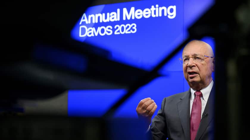 Klaus Schwab, Founder and Executive Chairman of the World Economic Forum, WEF, delivers a speech during a virtual media briefing, in Cologny near Geneva, Switzerland, Tuesday, January 10, 2023. The World Economic Forum unveiled the program for its upcomming Annual Meeting in Davos, Switzerland, including the key participants, themes and goals, which will take place from 16 to 20 January. (KEYSTONE/Laurent Gillieron)