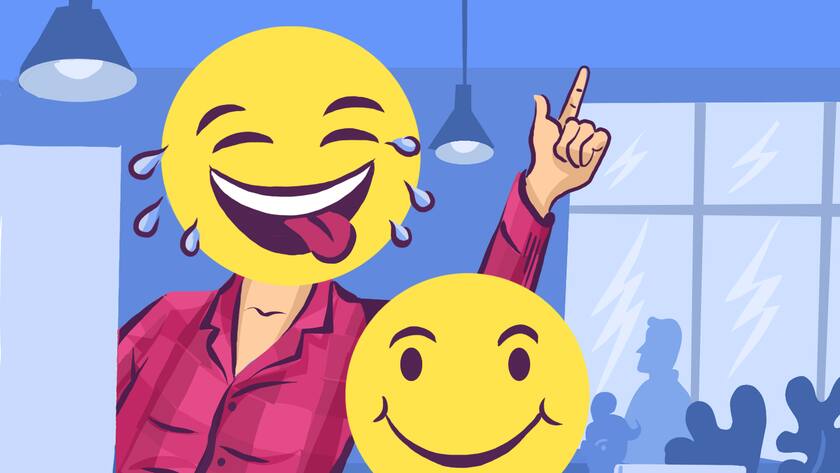 Humor im Büro lockert den Alltag auf. Doch mit aufsteigender Führungsstufe wird er immer weniger.