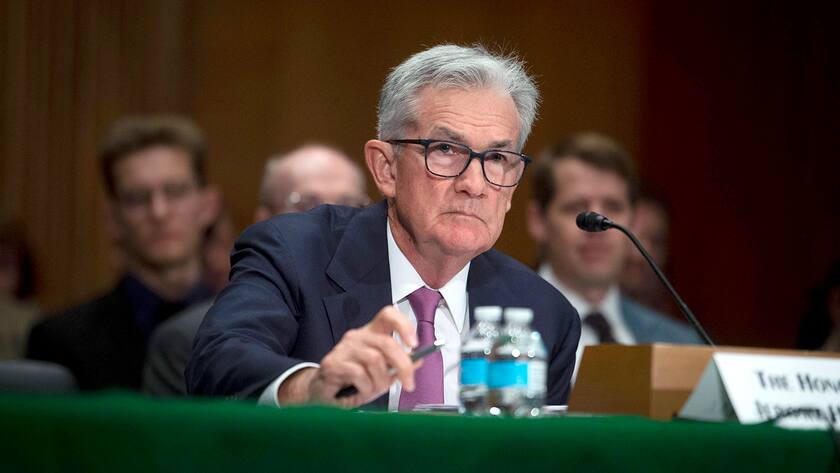 June 22, 2023, Washington, District of Columbia, USA: Jerome H. Powell, Chair, Board of Governors of the Federal Reserve System, appears before a Senate Committee on Banking, Housing, and Urban Affairs hearing to examine the Semiannual Monetary Policy Report to the Congress, in the Dirksen Senate Office Building in Washington, DC, Thursday, June 22, 2023 Washington USA - ZUMAs152 20230622_zaa_s152_155 Copyright: xRodxLamkeyx