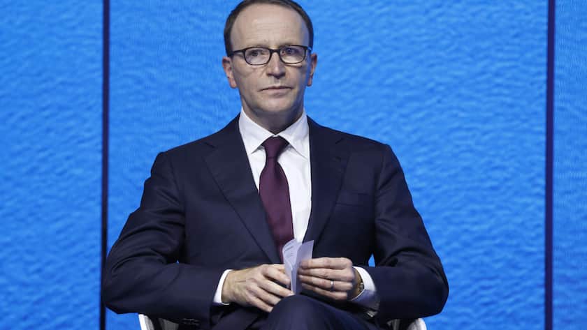 Swiss food giant Nestle CEO Ulf Mark Schneider attends the One Ocean Summit, in Brest, Brittany, Friday Feb. 11, 2022. World leaders met on France's Atlantic coast Friday to discuss protecting the planet's oceans talks aimed at fighting overfishing and plastic pollution, and finding fairer ways to manage the seas. (Ludovic Marin, Pool via AP)