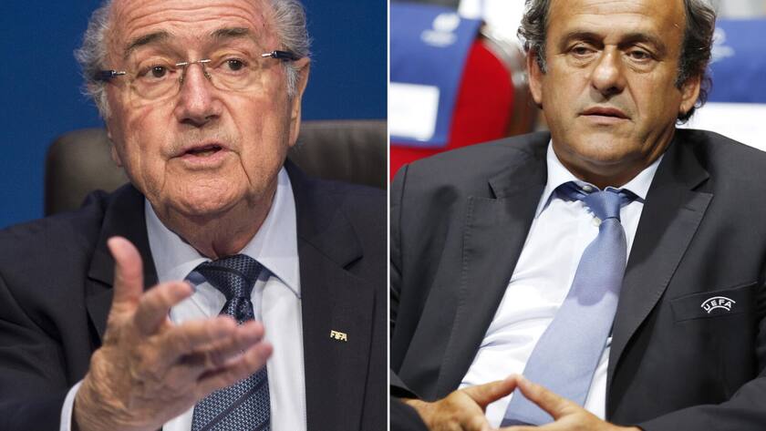Bundesanwaltschaft klagt Blatter und Platini wegen Millionen-Zahlung an epa09559441 (FILE) - A composite file picture of FIFA president Joseph 'Sepp' Blatter (taken on 30 May 2015 in Zurich, Switzerland) and UEFA president Michel Platini (taken on 29 August 2014 in Monaco, re-issued on 02 November 2021). Former FIFA officials Sepp Blatter and Michel Platini have been charged with fraud in Switzerland over a controversial 1.58 million euro payment, Swiss federal prosecutors confirmed on 02 November 2021. EPA/ENNIO LEANZA - SEBASTIEN NOGIER *** Local Caption *** 52480895