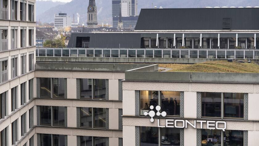 Das Logo der Technologie- und Serviceplattformfirma Leonteq fotografiert am Firmensitz in der Europaallee am 15. November 2019 in Zuerich. (KEYSTONE/Gaetan Bally)