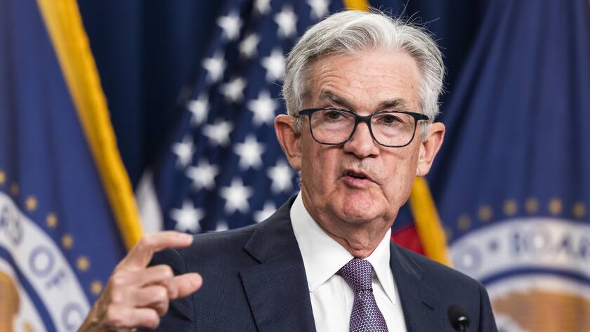 epa10197613 Federal Reserve Board Chairman Jerome Powell holds a news conference after the Fed decided to once again raise interest rates by three-quarters of a percentage point at the William McChesney Martin Jr. Building in Washington, DC, USA, 21 September 2022. This is the third consecutive interest rate hike in a row. EPA/JIM LO SCALZO