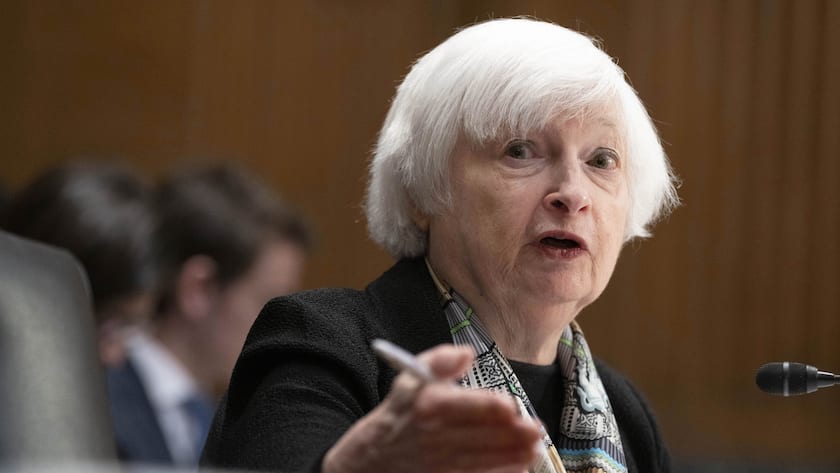 Treasury Secretary Janet Yellen testifies before the Senate Finance Committee about President Joe Biden's proposed budget request for the fiscal year 2024, Thursday, March 16, 2023, on Capitol Hill in Washington. (AP Photo/Jacquelyn Martin).Janet Yellen