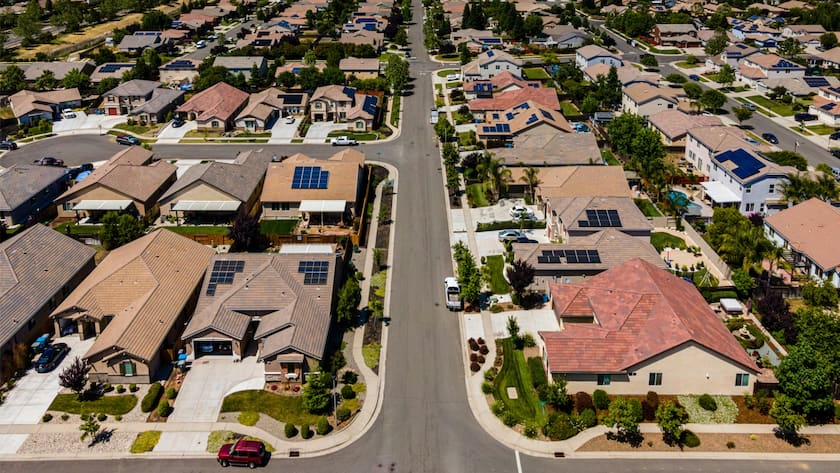 Einfamilienhäuser in einer amerikanischen Stadt