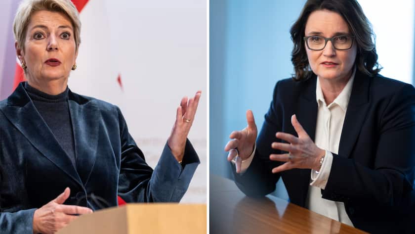 Die Aufsichtsbehörden haben den AT1-Abschreiber beschlossen: Finanzministerin Karin Keller Sutter und Finma-Präsidentin Marlene Amstad